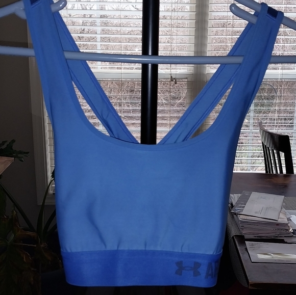 UNDER ARMOUR MID CROSSBACK BLUE BRA WOMEN'S SIZE M - Picture 1 of 4